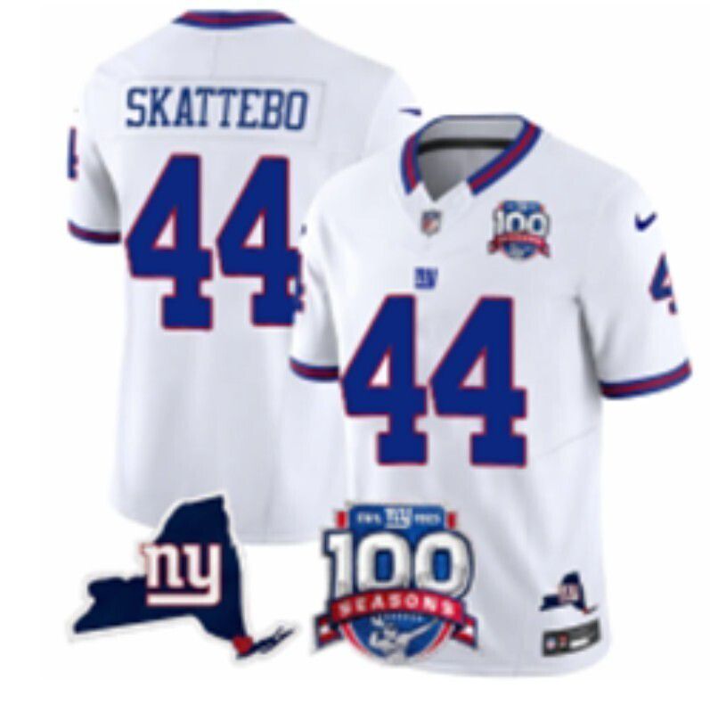 Men 2025 Nike New York Giants #44 Skattebo white Throwback 3th generation Limited NFL Jersey 005